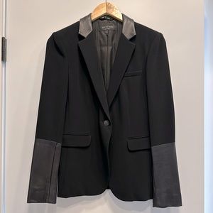 Rag & Bone blazer black with leather trim.
